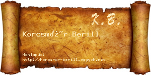 Korcsmár Berill névjegykártya
